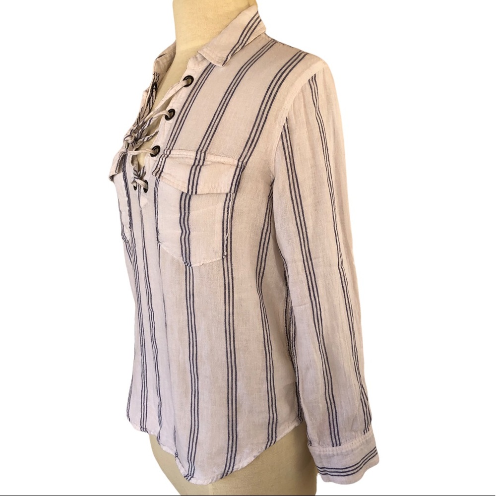 Rails Matea Flamenco Stripe Linen Blend Top Sz Sm… - image 4